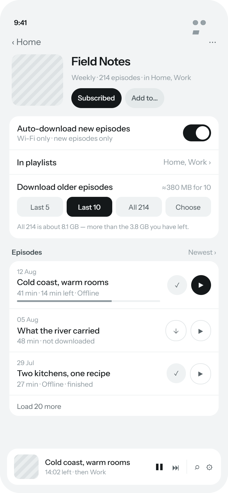 Podcast detail with download options
